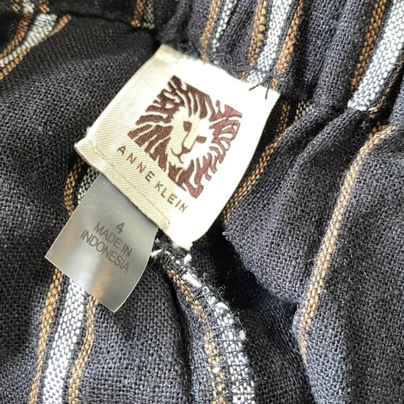 ANNE Klein Elastic Waist Wide Leg Linen blend pants size 4 - Picture 2 of 7